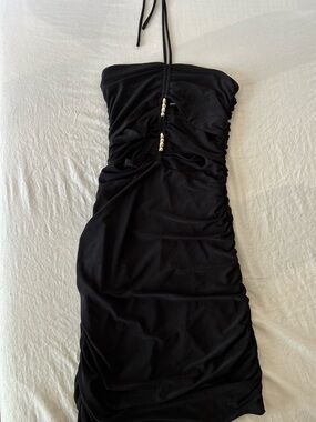 white and black dress formal Black and White Gown Dress – Formal Crepe Maxi Dress for Elegant Events –  LabelRow main image 1